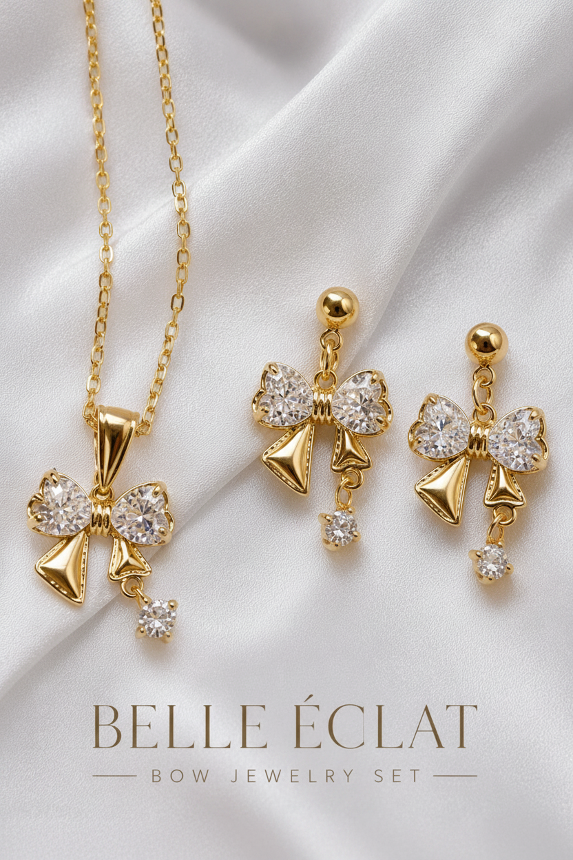 Belle Éclat Gold-Filled Bow Jewelry Set